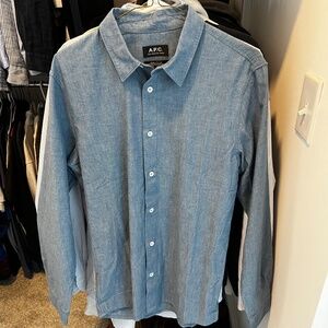 A.P.C. Hector Cotton Chambray Shirt, Size Medium